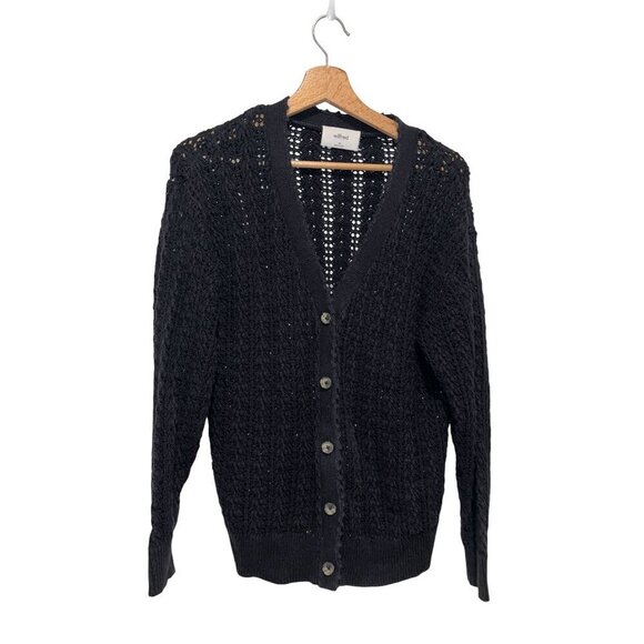ARITZIA Wilfred Black Crochet Knit Button-Up Cardigan Sweater XS - Picture 2 of 8